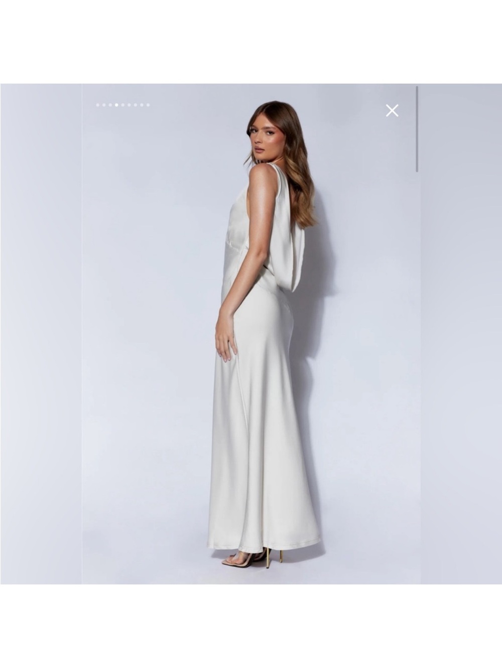 Meshki Nadia Maxi Satin Dress with Back Cowl in Silver Sz XL - Picture 5 of 16